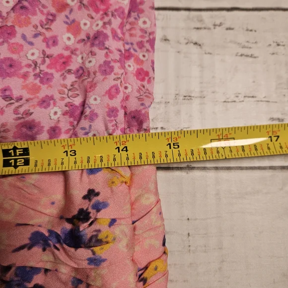 For Love Bell Floral Ruffle Mini Dress Medium NWT Pink Boho Layered V-Neck - Picture 6 of 12